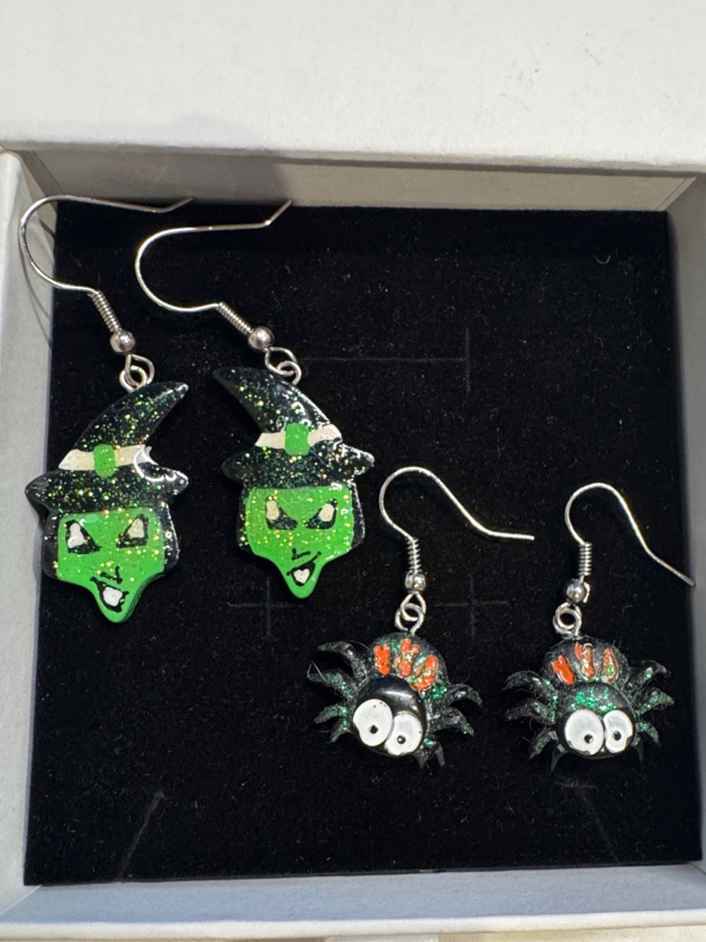 Halloween 🎃 Green Witch and Spider Halloween Earring Set